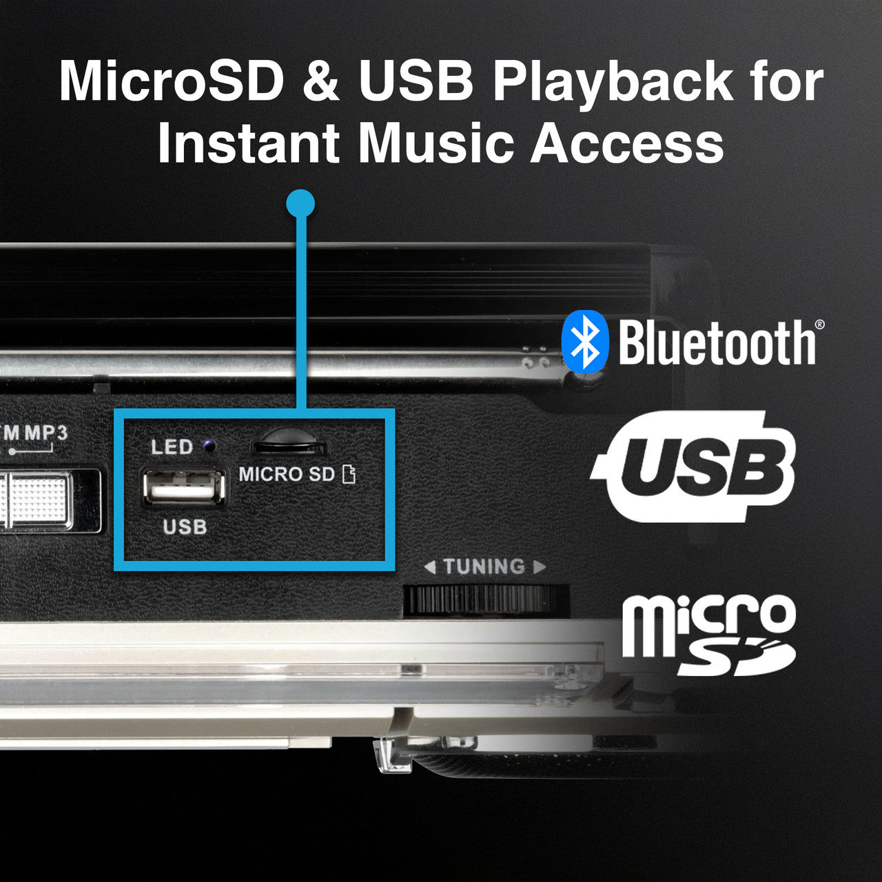 Laser 80s Party Bluetooth BoomBox Sliver