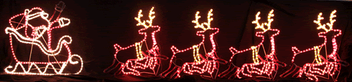 Samland LED SANTA RIDING 4 REINDEER DEER SLEIGH CHRISTMAS ROPE MOTIF LIGHT