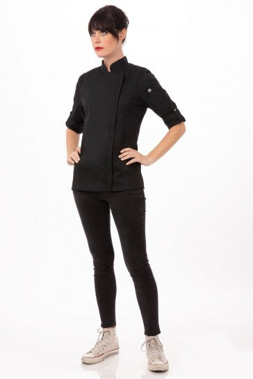 Hartford Women's Black Zipper M Chef Jacket by Chef Works
