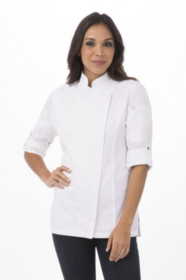 Hartford Women's White Zipper L Chef Jacket by Chef Works