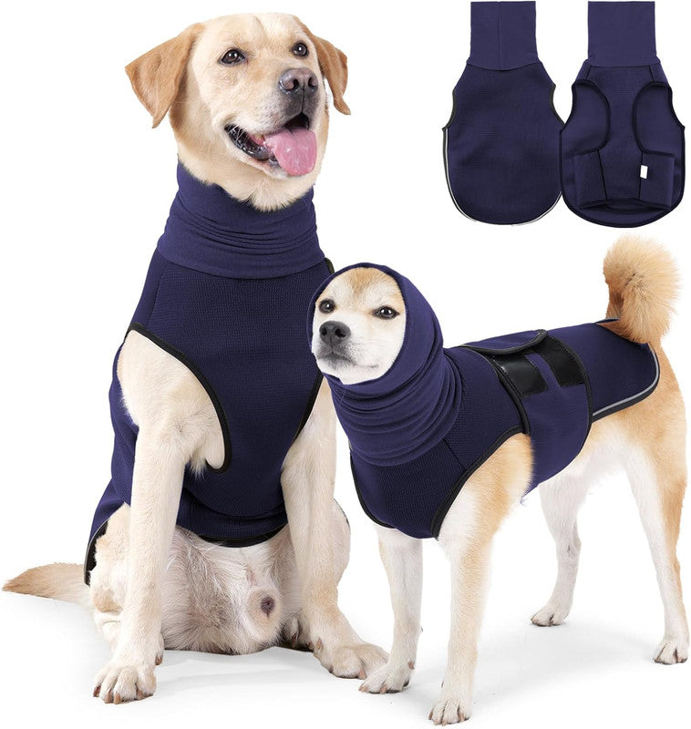 Pet Products Dog Anxiety Vest and Coat, Vet Visits and Separation - Keep Pet Calm, Dog Jacket for Thunder, Fireworks, Anti Anxiety Vest for Dogs and Cat Body and Ear,Dark blue,XS