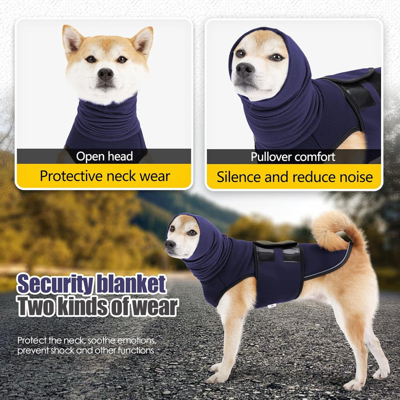 Pet Products Dog Anxiety Vest and Coat, Vet Visits and Separation - Keep Pet Calm, Dog Jacket for Thunder, Fireworks, Anti Anxiety Vest for Dogs and Cat Body and Ear,Dark blue,XS