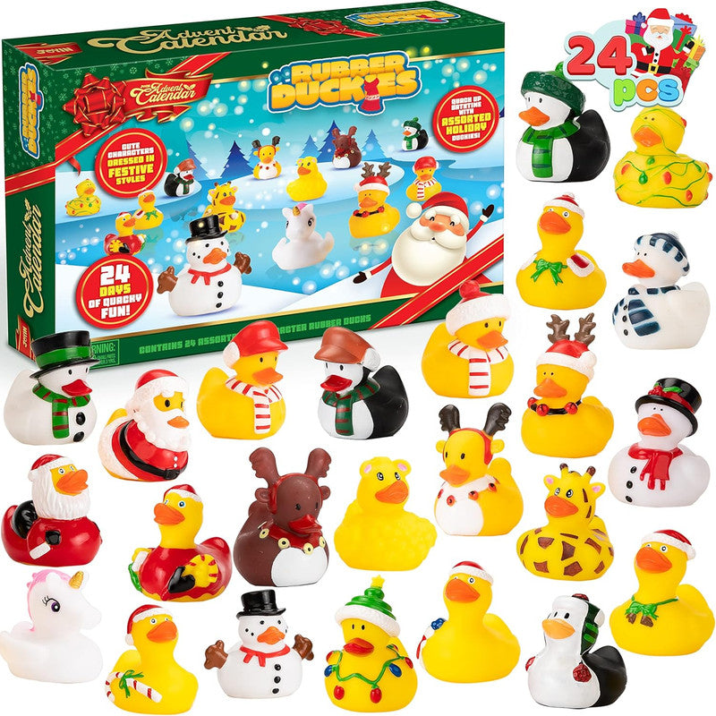 2026 Advent Calendar Christmas Ducks - 24pcs Rubber Duck Advent Calendar 24 Days of Christmas Countdown Toys for Christmas Gifts Party Favors Kids Toddlers Random Duck Gift Box
