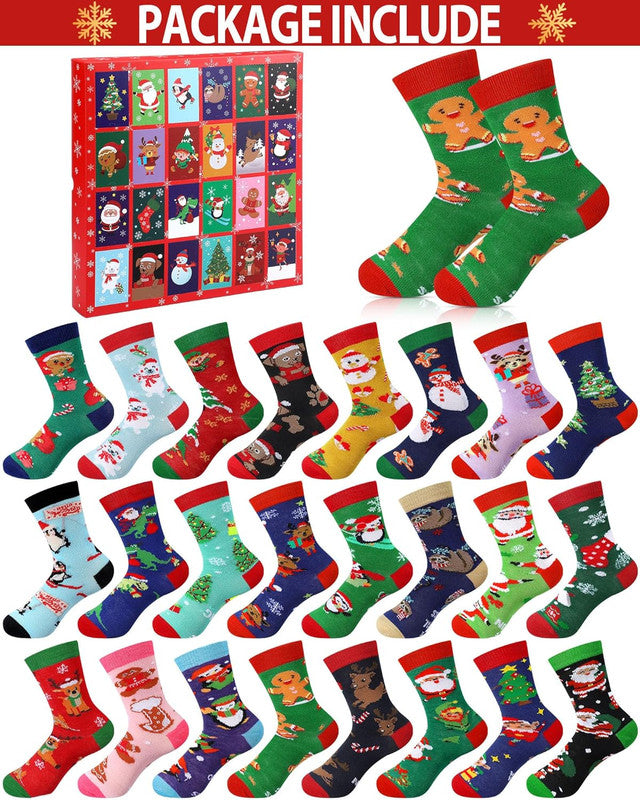 Advent Calendar 2026 Adult Men 24 Days of Christmas Cotton Socks US 7-13 Fun Christmas Sock Advent Calendar for Men Funny Gifts for Dad Boyfriend Husband Brother Random Socks Gift Box
