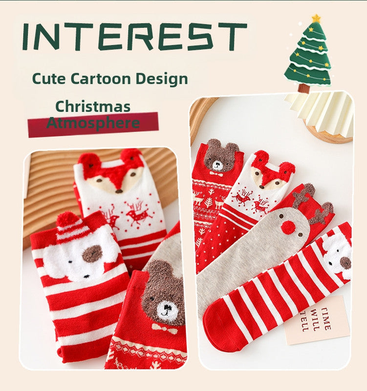 Christmas gift Christmas Socks Combed Cotton 4 Pair Medium Socks Gift Box
