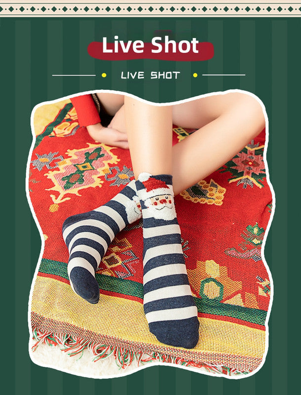 Christmas gift Christmas Socks Combed Cotton 4 Pair Medium Socks Gift Box