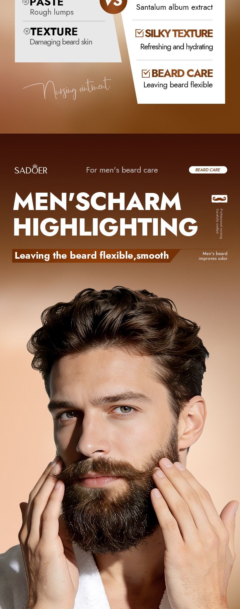 sandalwood beard ointment, beard care Australia, hydrate beard, nourish beard, flexible beard, beard moisturiser, odour control beard, Australian beard product, beard grooming, sandalwood beard balm - Yellow - Size 50g-2pcs