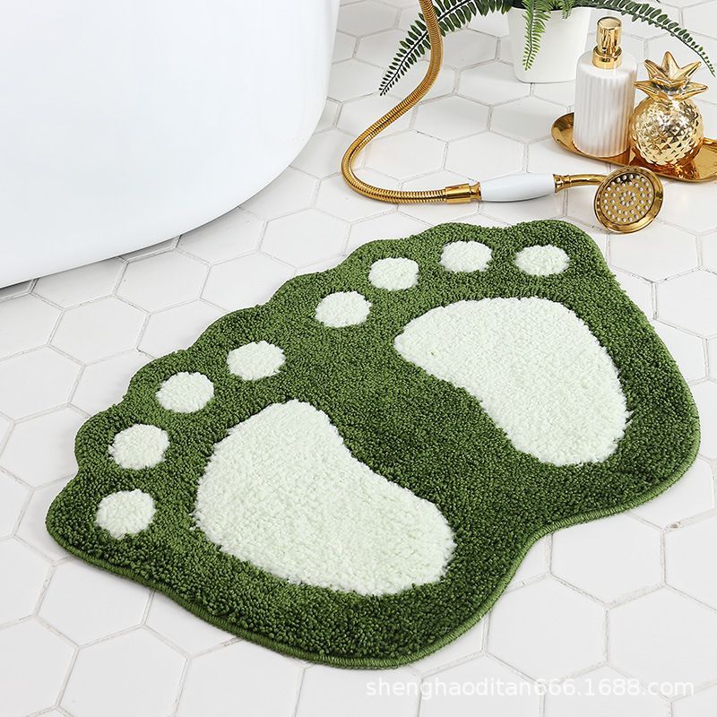 Faux Wool Bathroom Mat Super Absorbent Mat Paw Shaped Mat Non Slip Mat Machine - Red - Size 80-120cm