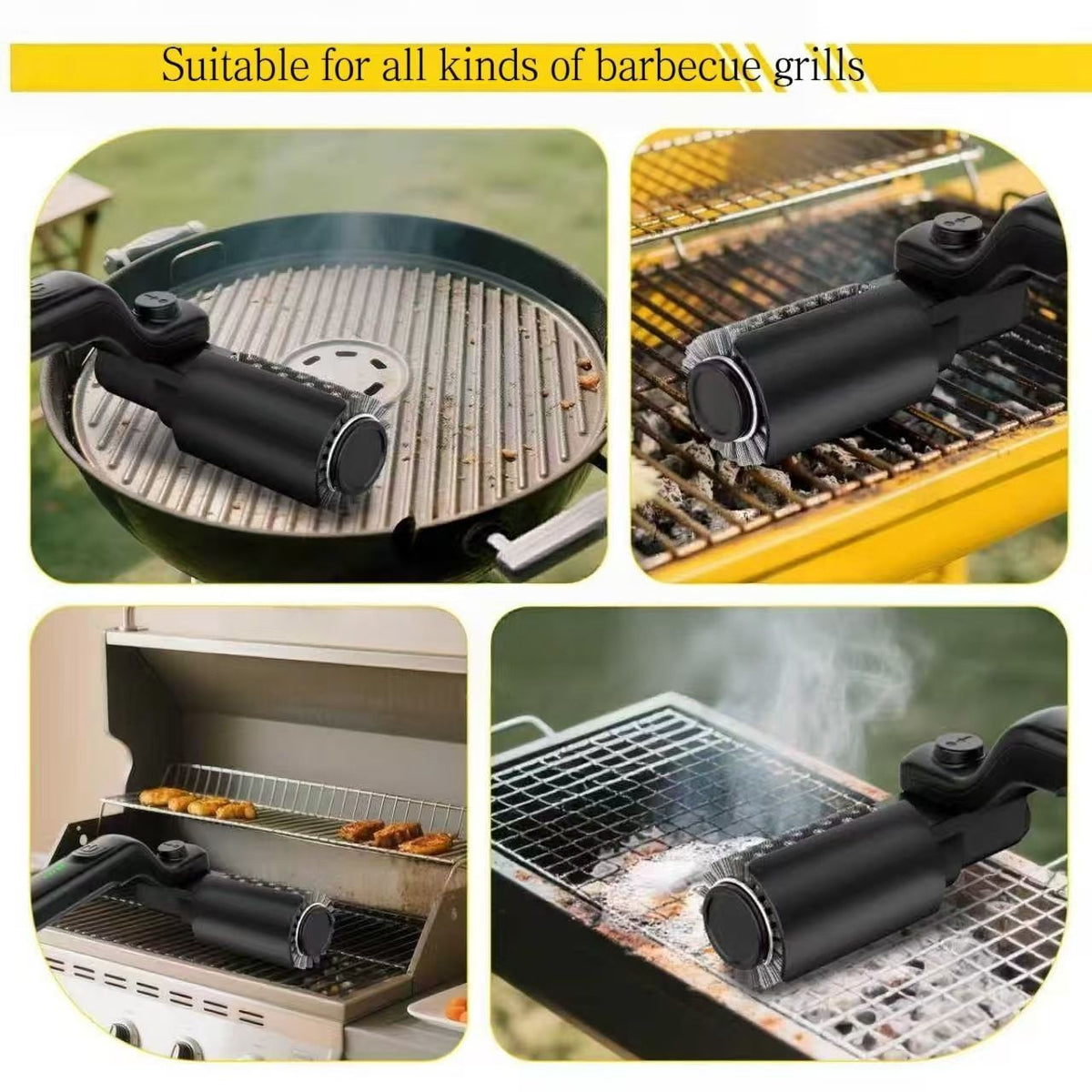 Electric Grill Brush Wireless Grill Cleaner Heavy-Oil Stain Removerr - Black - Size 1