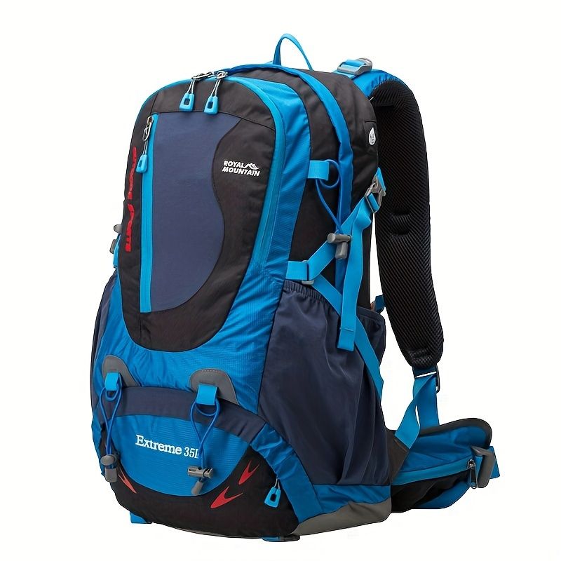 Orange Blue Black Royal Mountain backpack, Extreme 35L backpack, travel backpack, outdoor backpack, high-quality backpack, Australian bush backpack, camping gear, hiking backpack 35L