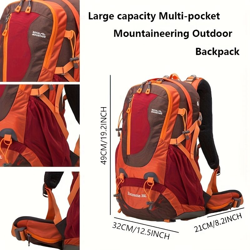 Orange Blue Black Royal Mountain backpack, Extreme 35L backpack, travel backpack, outdoor backpack, high-quality backpack, Australian bush backpack, camping gear, hiking backpack 35L
