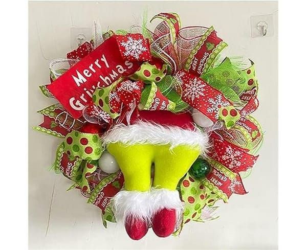 Grinch Christmas Wreath Festive Decor Holiday Decorations High-Quality Wreath - Multi-color - Size 01