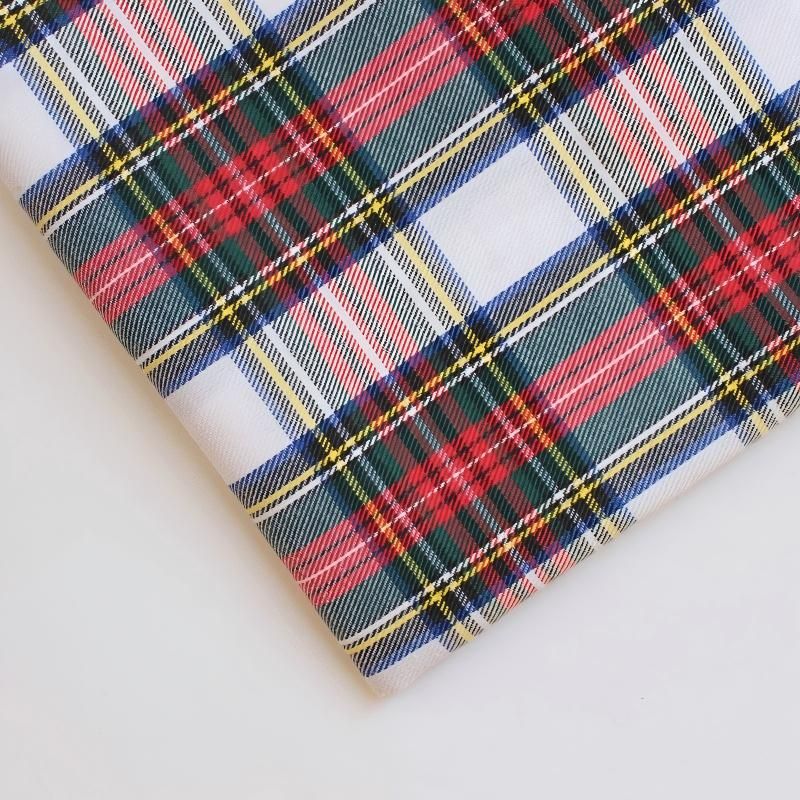 polyester woven fabric, plaid fabric, Christmas red green fabric, twill fabric, jacquard check fabric, fabric for bags, fabric for shoes, fabric for hats, fabric for pet decorations, festive fabric, holiday craft fabric, DIY fabric Australia - White - Siz