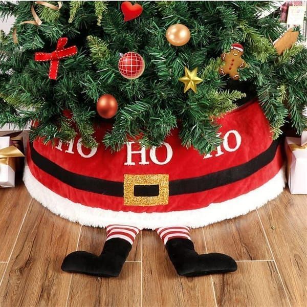 Christmas Tree Skirt Foldable Tree Skirt Santa Belt Design Christmas Decoration - Multi-color - Size Applicable to more than 180cm