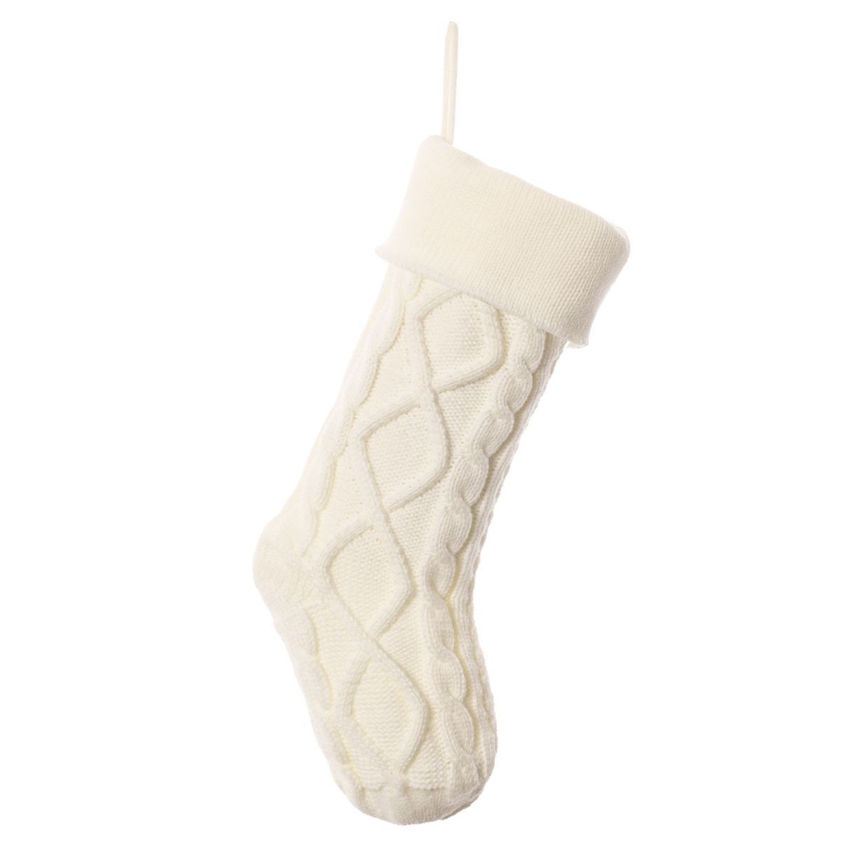 Christmas stocking, knitted stocking, diamond pattern stocking, wool Christmas stocking, festive decorations, holiday stockings, fireplace stocking, Aussie Christmas decor, Christmas gift idea - white and green - Size 2PCS