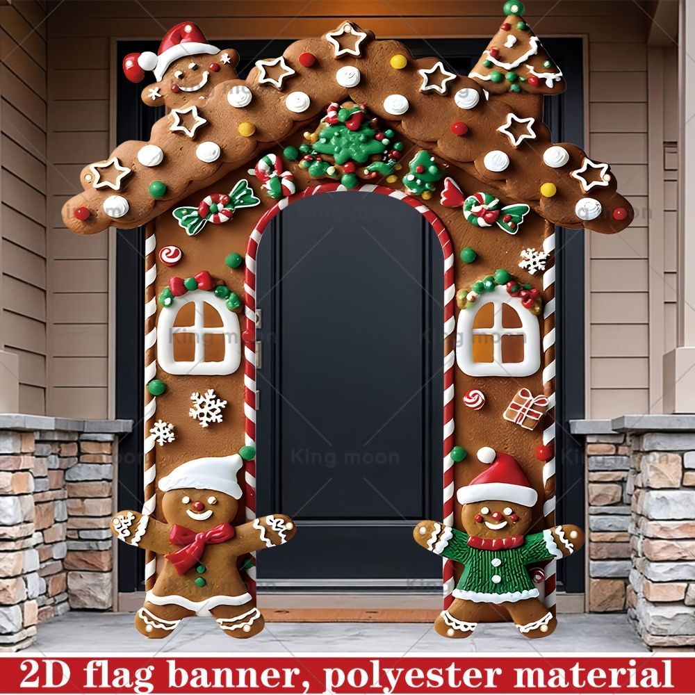 Christmas Decoration 2D Flat Banner Merry Christmas Archway Front Porch Decor - 04 - Size 190-250CM