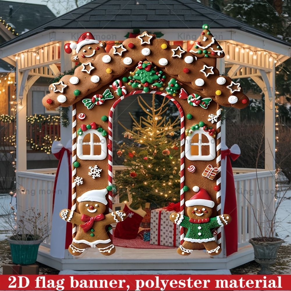 Christmas Decoration 2D Flat Banner Merry Christmas Archway Front Porch Decor - 04 - Size 190-250CM
