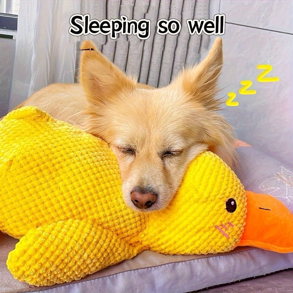 Dog Toy Plush Dog Toy Chew Resistant Toy Squeaky Dog Toy Duck Shaped Dog Toy - Yellow - Size trumpet