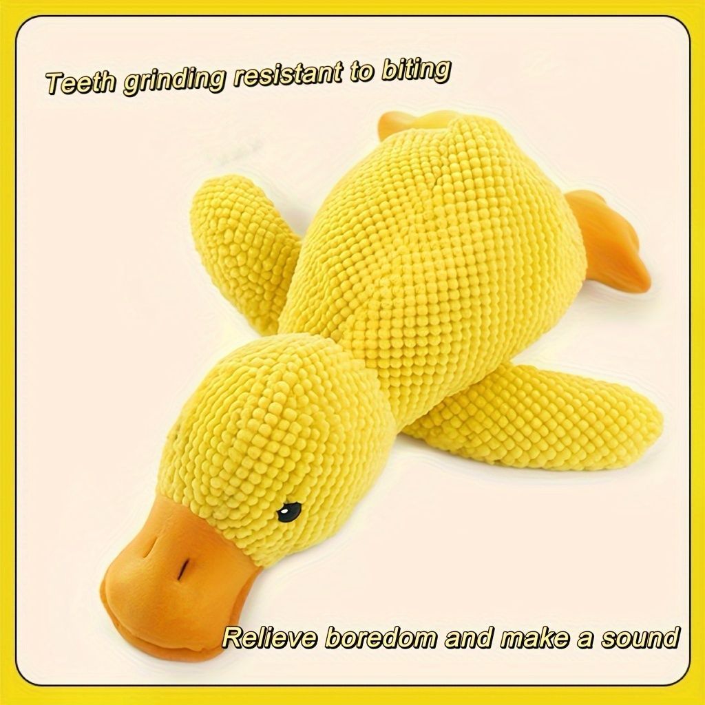 Dog Toy Plush Dog Toy Chew Resistant Toy Squeaky Dog Toy Duck Shaped Dog Toy - Yellow - Size trumpet
