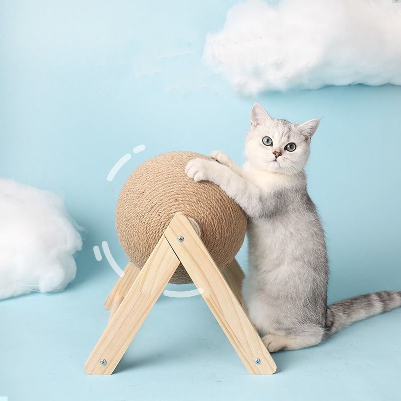 cat scratching post, vertical cat scratcher, debris-free cat post, cat self claw sharpener, cat exercise toy, durable cat scratching post, Australian cat accessories - Khaki - Size L