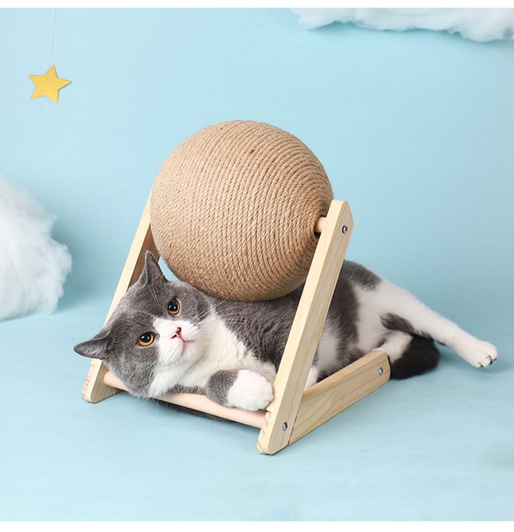 cat scratching post, vertical cat scratcher, debris-free cat post, cat self claw sharpener, cat exercise toy, durable cat scratching post, Australian cat accessories - Khaki - Size L