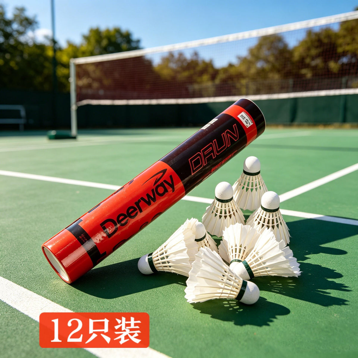 Deerway, badminton shuttlecocks, full round shuttlecocks, 12 pack shuttlecocks, indoor badminton shuttlecocks, outdoor badminton shuttlecocks, durable shuttlecocks, stable flight shuttlecocks, badminton training equipment, Australia badminton gear - White