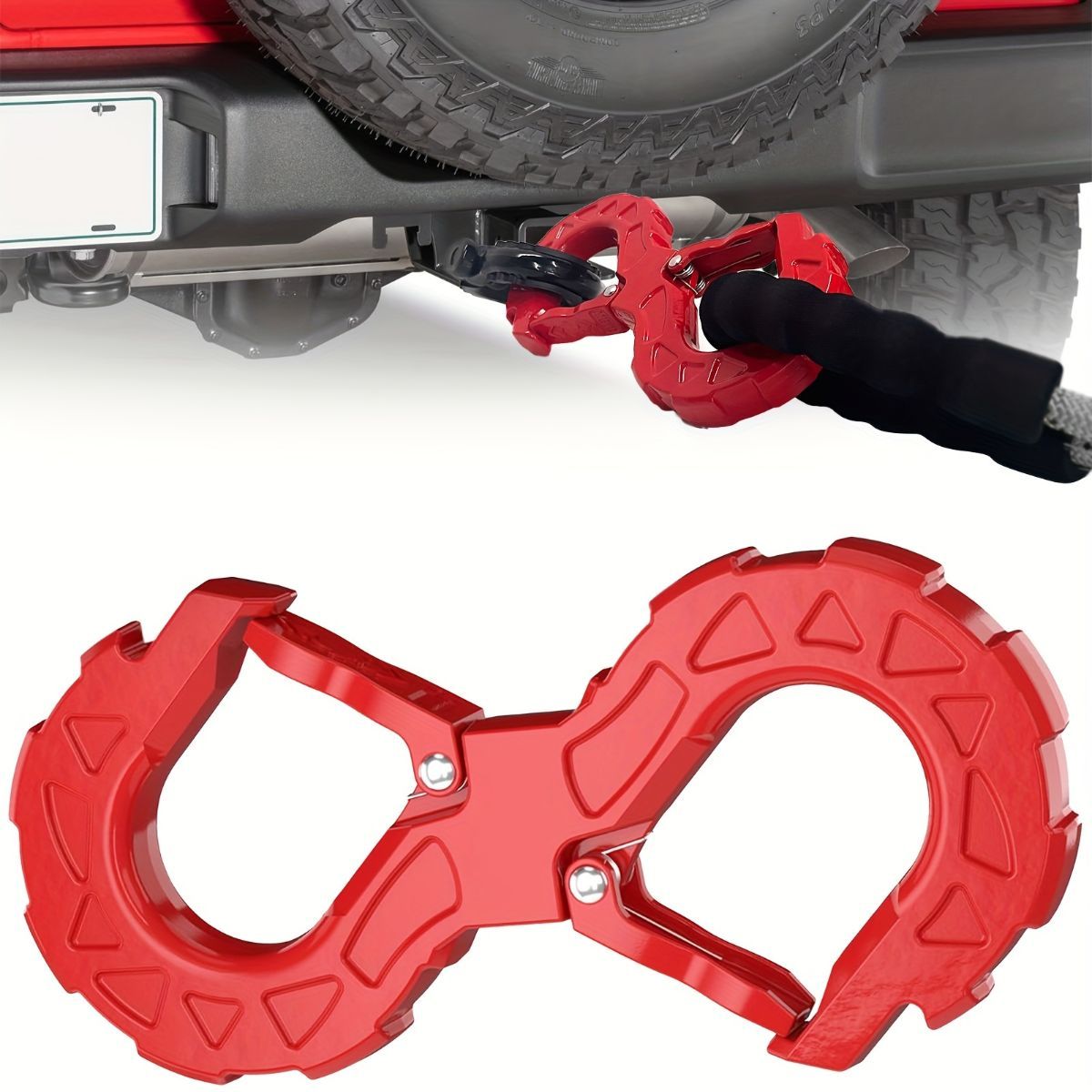 red heavy-duty S-shaped trailer tow hook, G80 steel, 14968.55 kg load capacity, off-road rescue, truck towing, SUV tow hook, vehicle recovery, self-locking tongue - Green - Size S