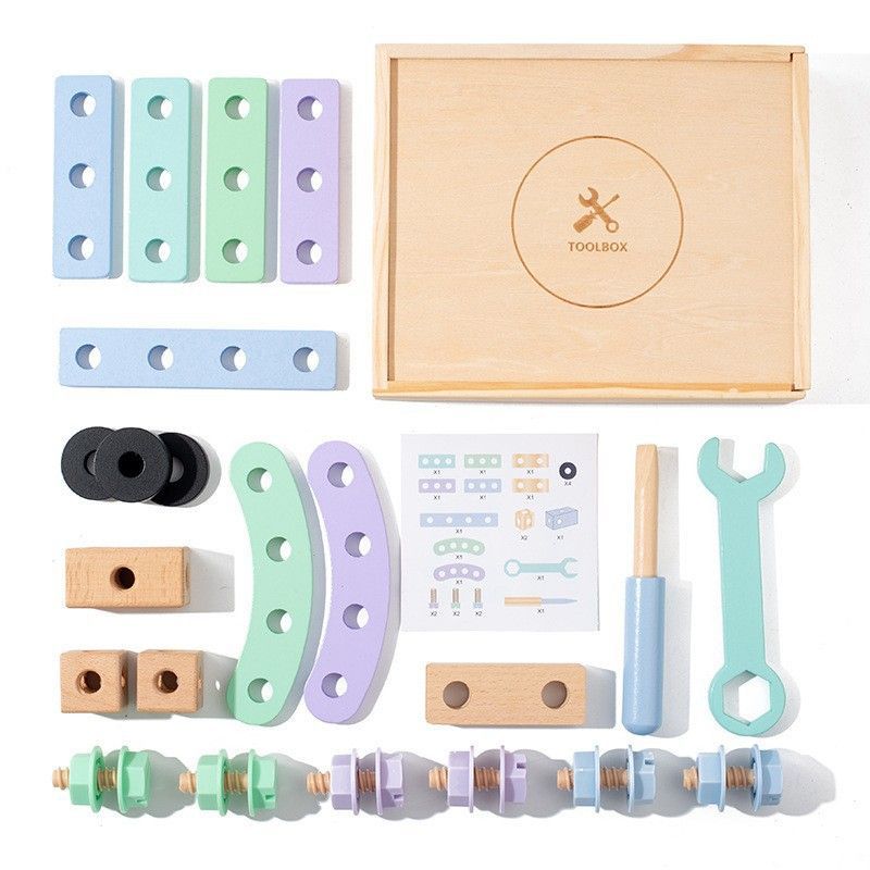 wooden toolbox, animal themed toy, building set, kids construction toy, fine motor skills, creative play, educational toy, birthday gift, Children's Day gift, Australian toy - Multi - Size 1
