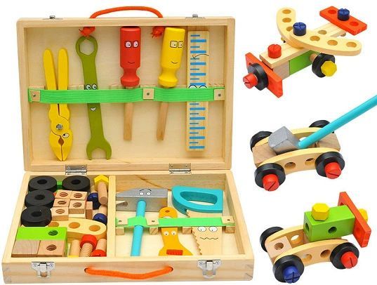 wooden toolbox, animal themed toy, building set, kids construction toy, fine motor skills, creative play, educational toy, birthday gift, Children's Day gift, Australian toy - Multi - Size 11