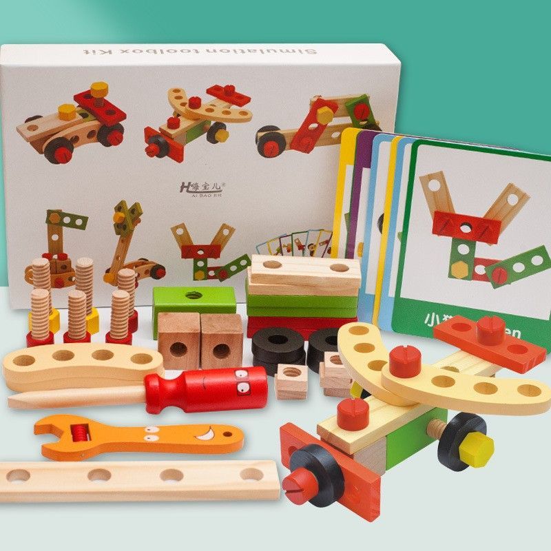 wooden toolbox, animal themed toy, building set, kids construction toy, fine motor skills, creative play, educational toy, birthday gift, Children's Day gift, Australian toy - Multi - Size 4