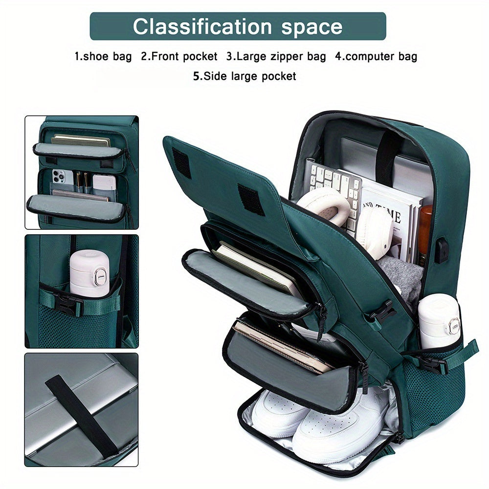 18.1-inch Easy-Travel Bag (46×30×16 cm): Four carrying modes in one bag, with independent shoe compartment and freely switchable hidden shoulder straps.(peacock blue)