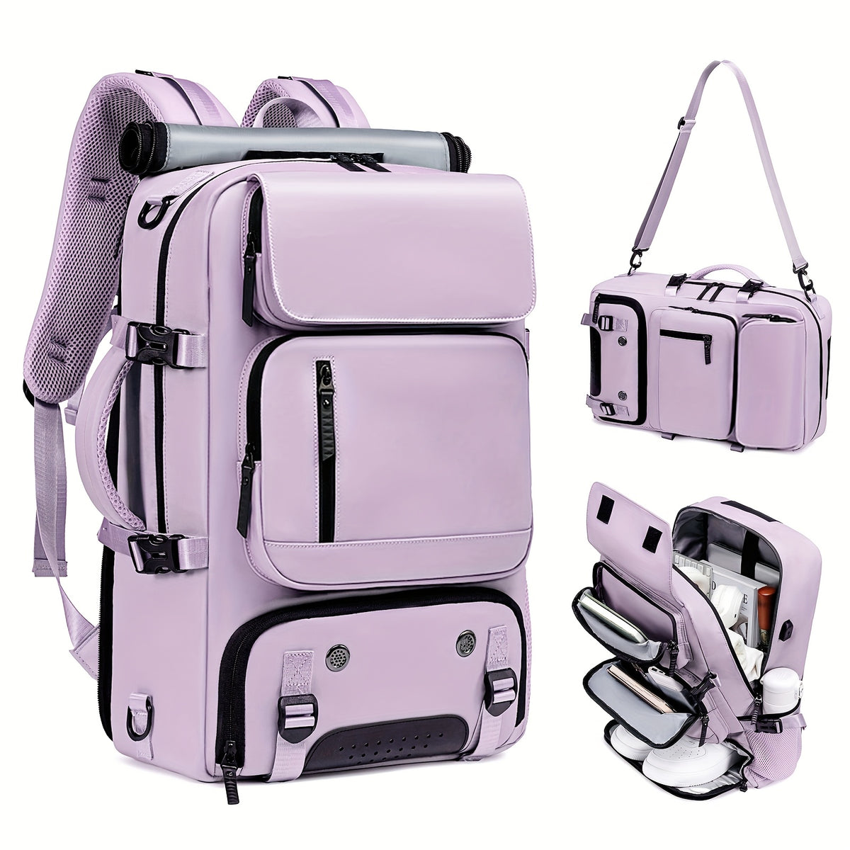 18.1-inch Easy-Travel Bag (46×30×16 cm): Four carrying modes in one bag, with independent shoe compartment and freely switchable hidden shoulder straps.(peacock blue)