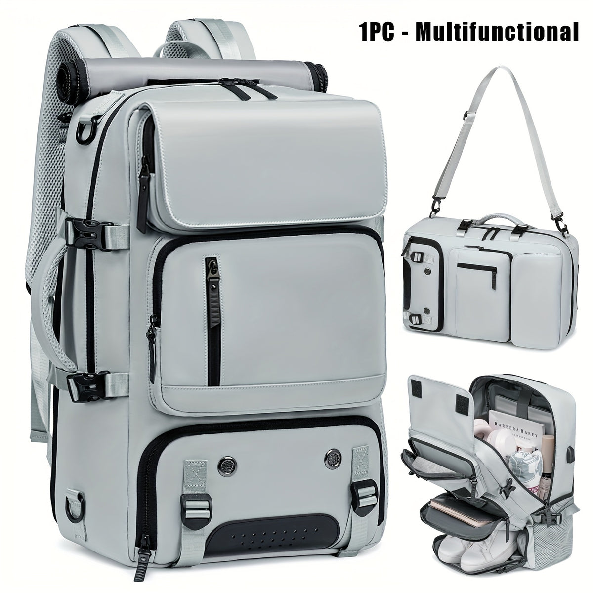 18.1-inch Easy-Travel Bag (46×30×16 cm): Four carrying modes in one bag, with independent shoe compartment and freely switchable hidden shoulder straps.(light purple)