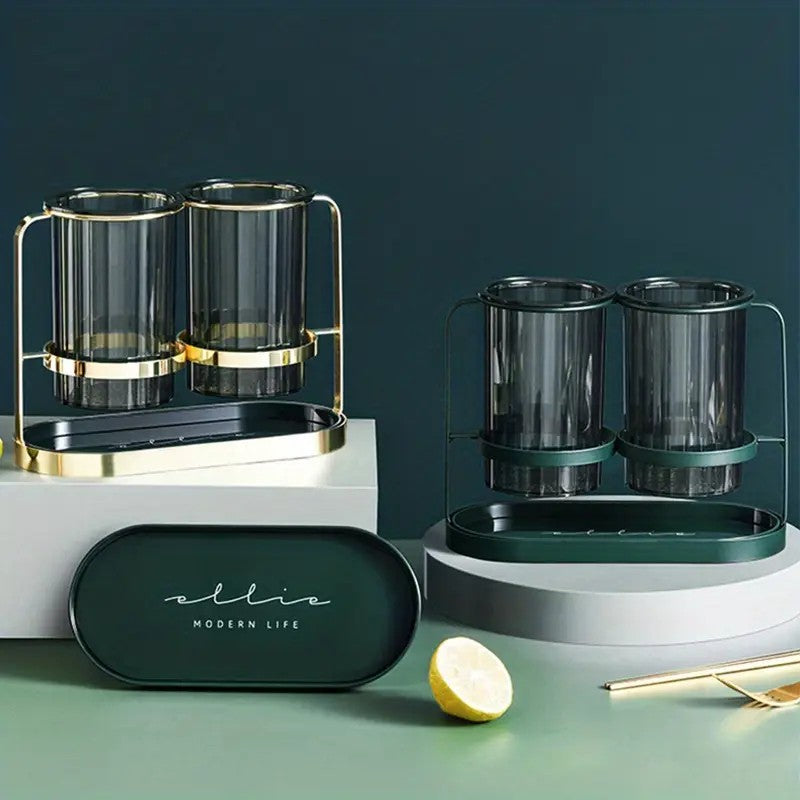 Solid white gold Luxury Wall-Mounted Cutlery Holder, Household Knife Fork Spoon Organizer, New Kitchen Utensil Drainer and Chopstick Container, Tableware Storage Rack