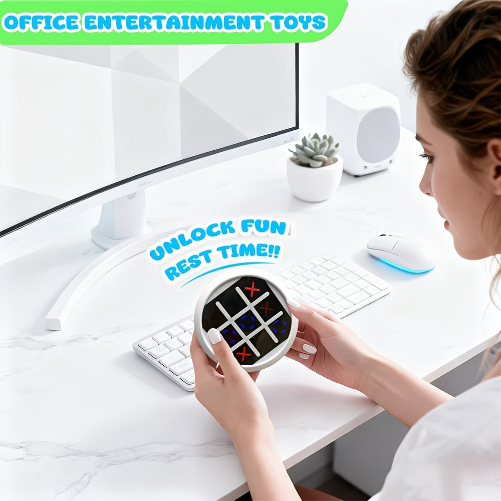 4-in-1 Electronic Tic Tac Toe Game: AI Battle, Two-Player Mode, Memory & Speed Challenge | Handheld Portable Game Console, Suitable for Both Kids and Adults (Batteries Not Included)(WHITE)