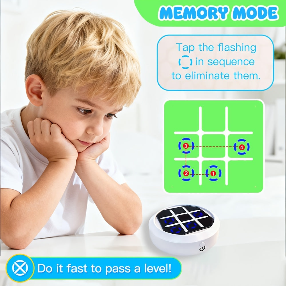 4-in-1 Electronic Tic Tac Toe Game: AI Battle, Two-Player Mode, Memory & Speed Challenge | Handheld Portable Game Console, Suitable for Both Kids and Adults (Batteries Not Included)(WHITE)