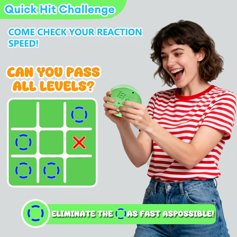 4-in-1 Electronic Tic Tac Toe Game: AI Battle, Two-Player Mode, Memory & Speed Challenge | Handheld Portable Game Console, Suitable for Both Kids and Adults (Batteries Not Included)(WHITE)