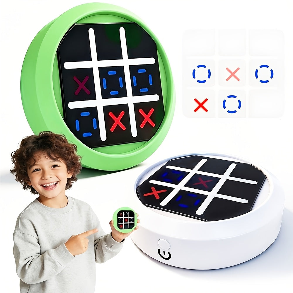 4-in-1 Electronic Tic Tac Toe Game: AI Battle, Two-Player Mode, Memory & Speed Challenge | Handheld Portable Game Console, Suitable for Both Kids and Adults (Batteries Not Included)(WHITE)