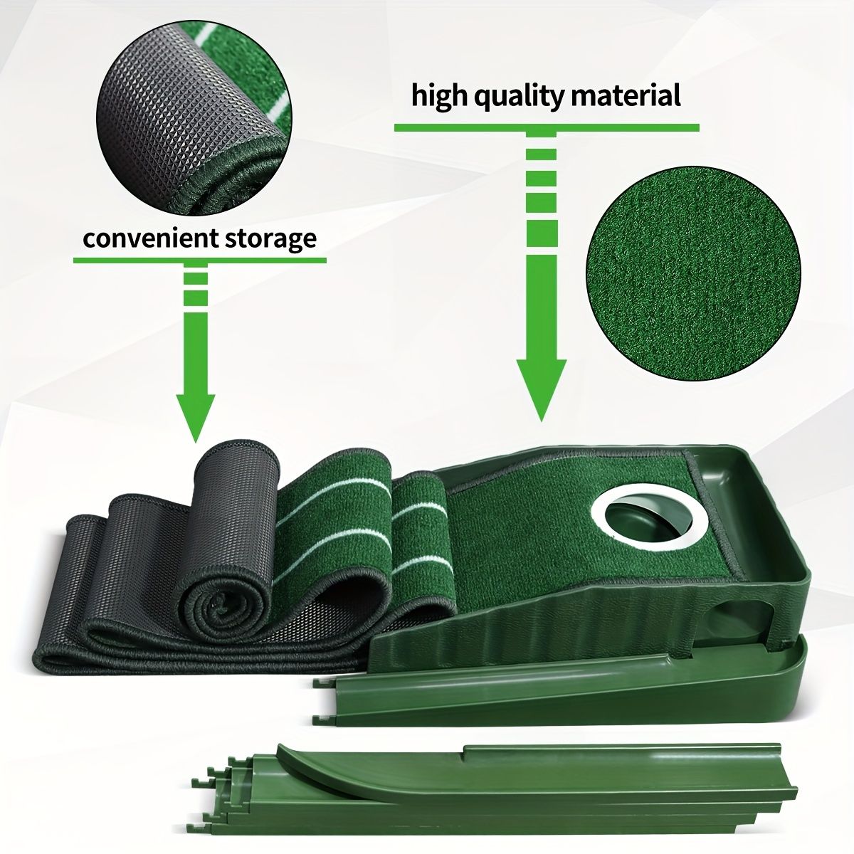 HUAEN Indoor Office Golf Putting Mat, 8-Foot Putting Green, Alignment Guide Included, Lightweight, Men's Golf Equipment