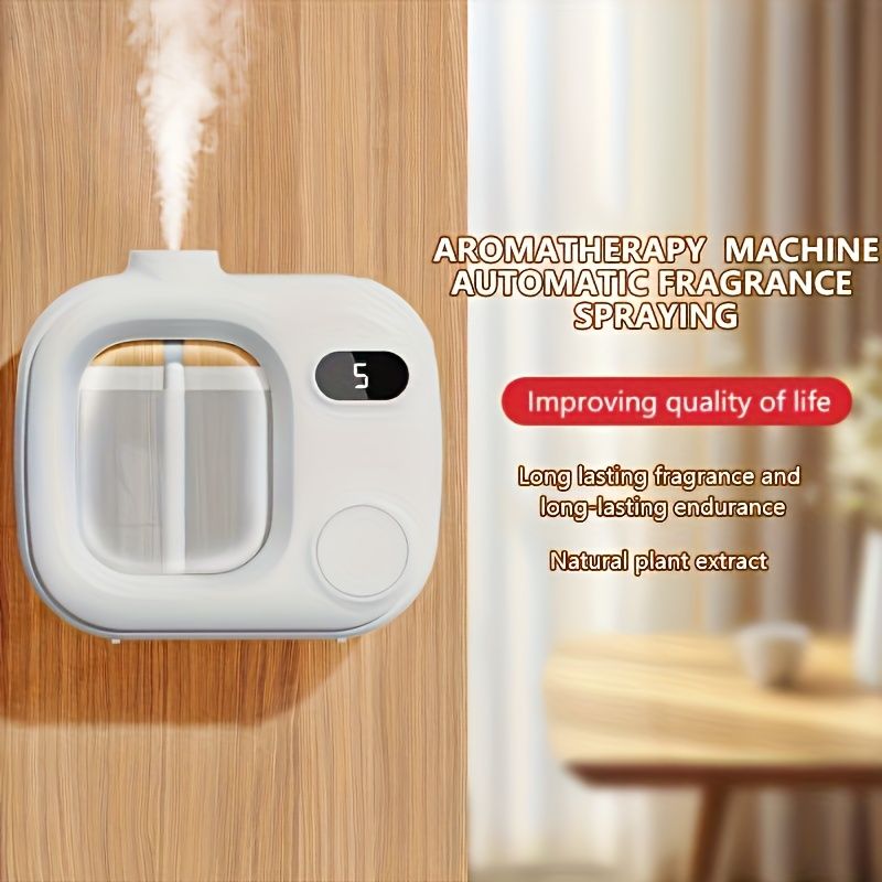One-button switch, five adjustable intelligent aromatherapy diffuser - suitable for essential oils / perfumes, 500mAh rechargeable battery, USB charging, indoor air freshener, long-lasting home fragrance, smart diffuser with 5 adjustable timer, 500mAh USB