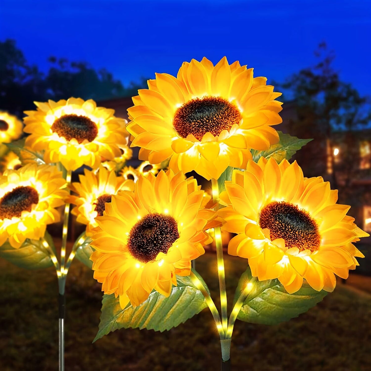 2 pcs of Sunflower-Shaped Ambiance Lights – Soft, Insect-Repellent Glow for Your Private Garden. Adds a Poetic Nighttime & Festive Touch.