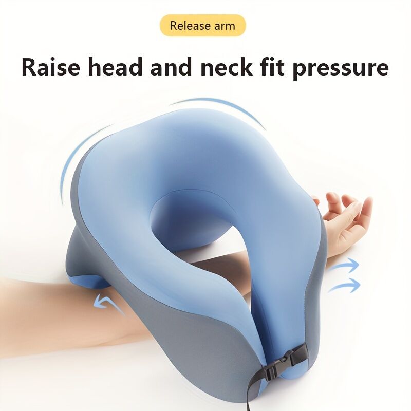 Ergonomic U-shaped core pillow for napping – Lightweight, dry clean only, synthetic fiber cover – Ideal for office, travel, camping, and home use – Supports stomach, back, or side sleepers. Office nap pillow | Ergonomic design | Pillow, sleeping pillow