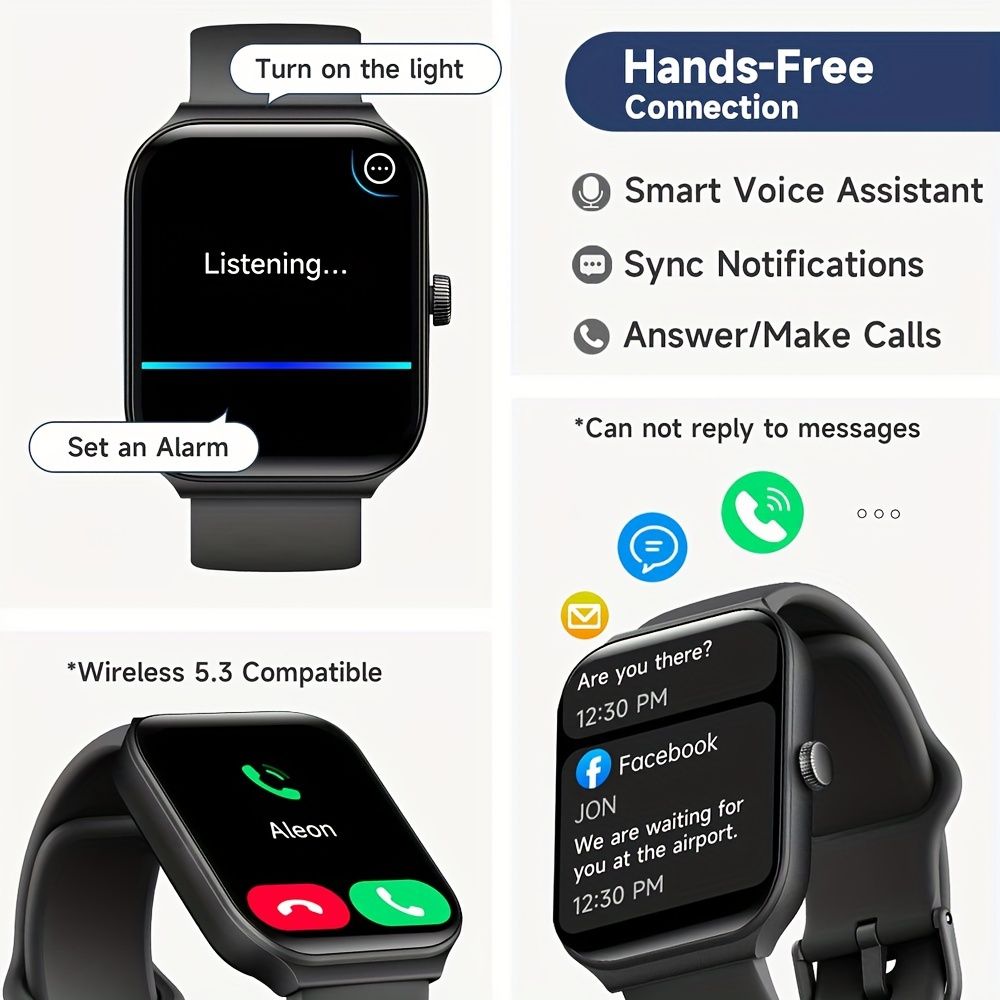 Smartwatch, men's and women's, 4.95cm fitness tracker, supports answering/making calls, wireless sleep tracking / 50 exercise modes, fitness watch, holiday gift, Valentine's Day gift