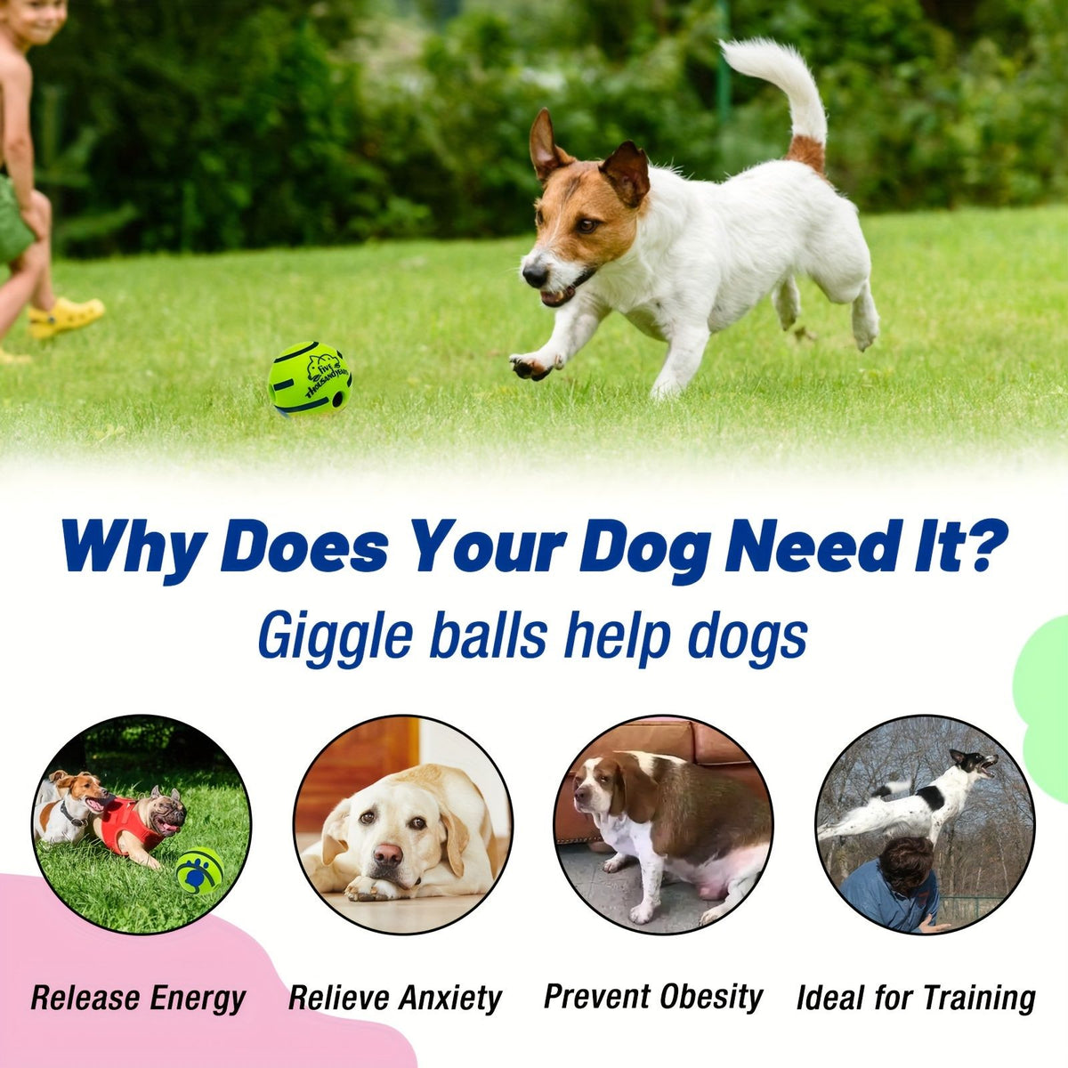 Interactive dog toy, sound ball, rolling, barking, dog self-entertainment, dog boredom relief, bite-resistant, gnawing, barking, no batteries, pet interactive ball toy, dog IQ training ball toy