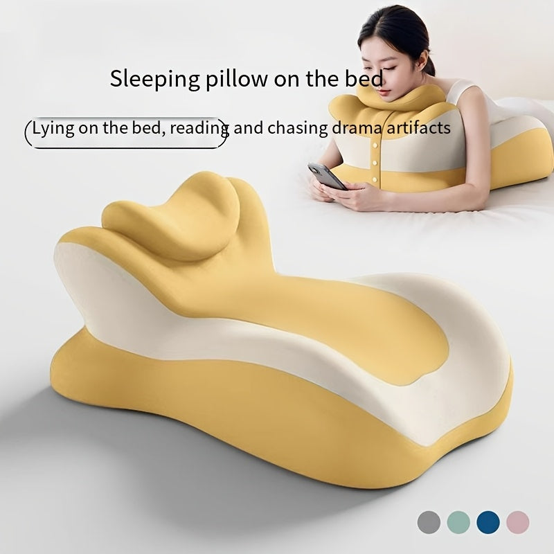 Bed Stomach-Sleep Pillow - Multi-functional Prone Position Pillow for Stomach Sleeping, Phone Use, Reading, Couples Fun Play, Intimacy Aid for Couples, Bed Hip Elevation Tool, Pā Pā Pillow(YELLOW)