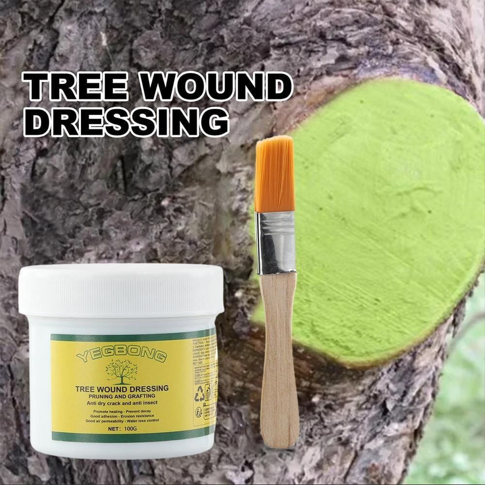 100g Professional Tree Wound Sealer & Pruning Sealant with Brush Grafting Wax for Damaged Trees, Bonsai, Shrubs Prevents Disease & Promotes Healing (Natural Formula, Indoor/Outdoor Use)