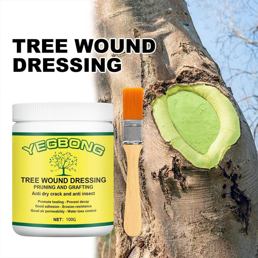 100g Professional Tree Wound Sealer & Pruning Sealant with Brush Grafting Wax for Damaged Trees, Bonsai, Shrubs Prevents Disease & Promotes Healing (Natural Formula, Indoor/Outdoor Use)