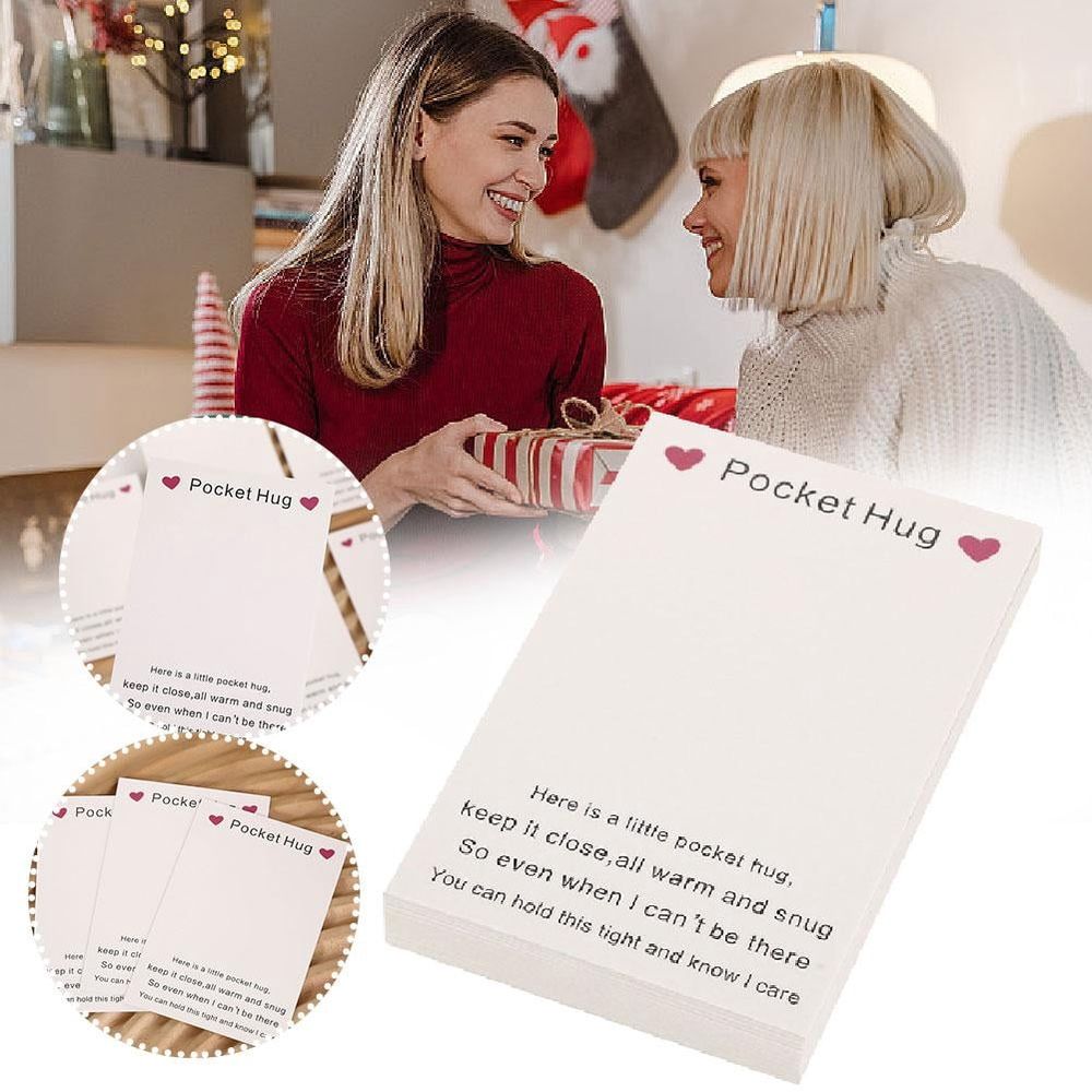 100pcs Pocket Hug Cards, 2.36 X 3.54 Inch Pocket Hug Backing Cards, Heart Pocket Hug Gift Card Blank, Pocket Hug Greeting Card Keepsake Gifts, DIY Thinking of You Love Gift for Family Friends