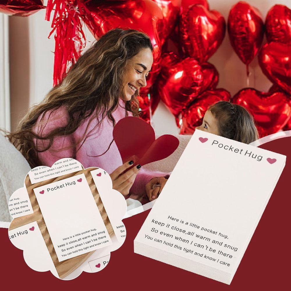 100pcs Pocket Hug Cards, 2.36 X 3.54 Inch Pocket Hug Backing Cards, Heart Pocket Hug Gift Card Blank, Pocket Hug Greeting Card Keepsake Gifts, DIY Thinking of You Love Gift for Family Friends