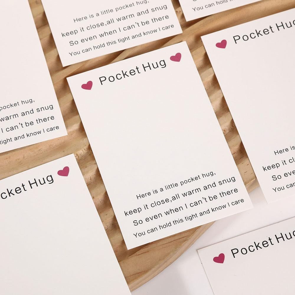 100pcs Pocket Hug Cards, 2.36 X 3.54 Inch Pocket Hug Backing Cards, Heart Pocket Hug Gift Card Blank, Pocket Hug Greeting Card Keepsake Gifts, DIY Thinking of You Love Gift for Family Friends